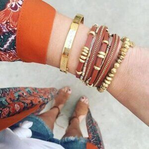 💜 Stella & Dot Maize Leather Wrap Bracelet